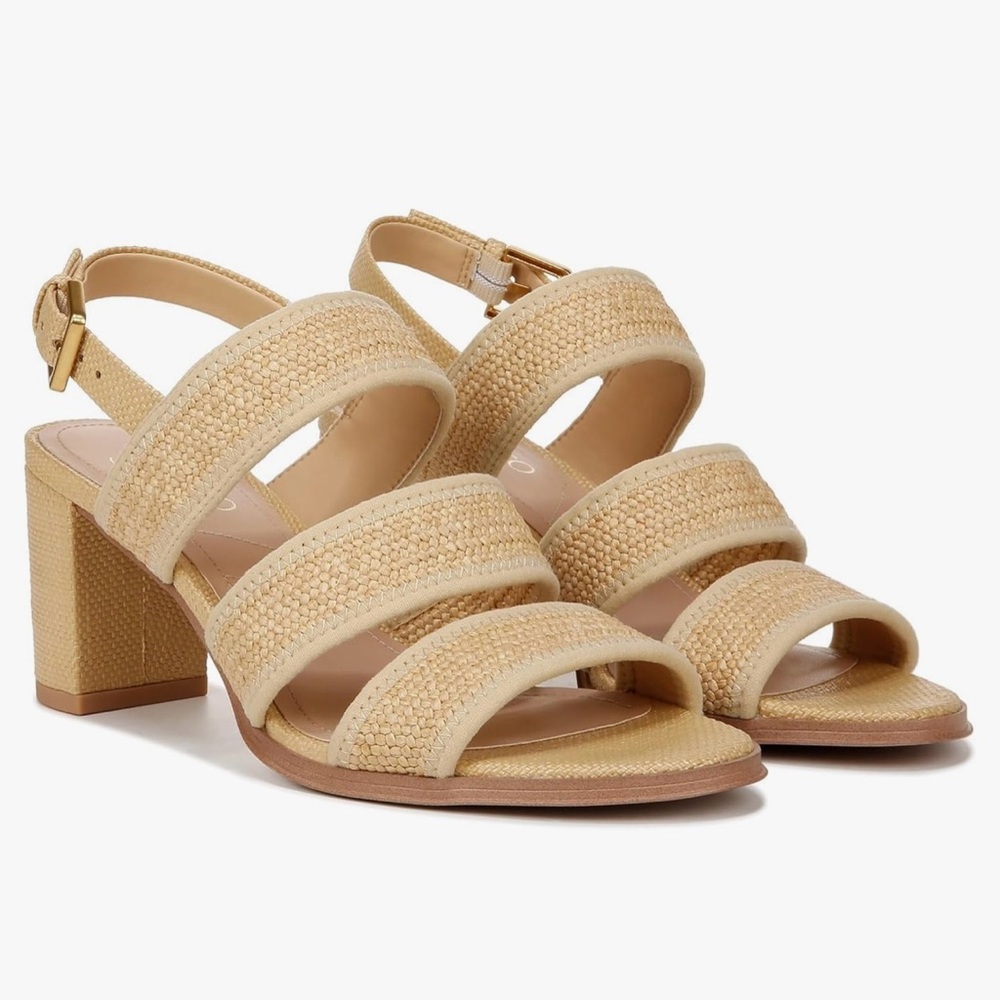 Franco Sarto Beige Strappy Block Heel Sandals